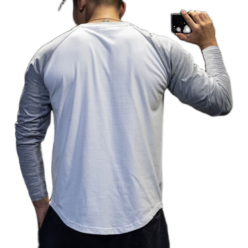Muscle Color Matching Wait Lifting Top Base Shirt Long Sleeve T-shirt