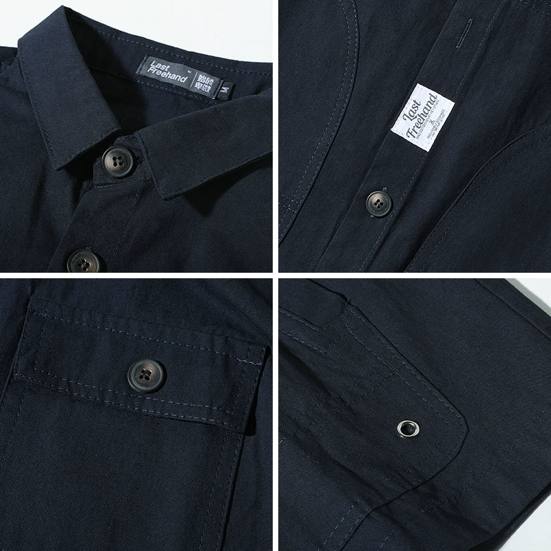 Fashion Freehand Homemade Retro Long-Sleeved Casual Wide Workwear