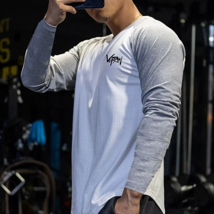 Muscle Color Matching Wait Lifting Top Base Shirt Long Sleeve T-shirt