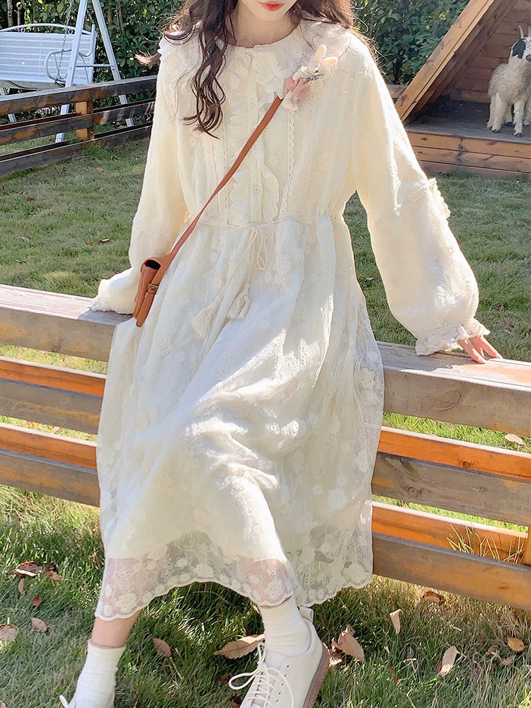 Sweet Artistic Fairy Dress Autumn Japanese Lace