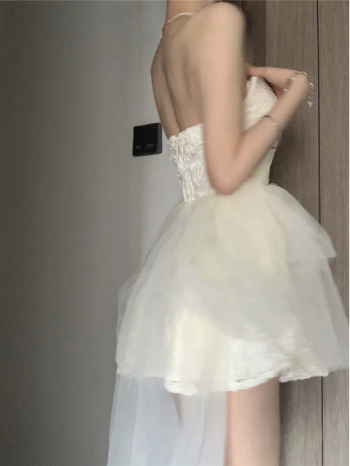 Princess Style Cinched Mesh Tube Top Tutu Dress