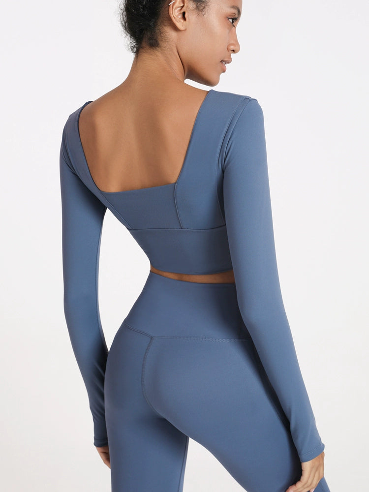Ds01 Design and Color Splicing Long Sleeve Slim-Fit Women's Yoga Clothes