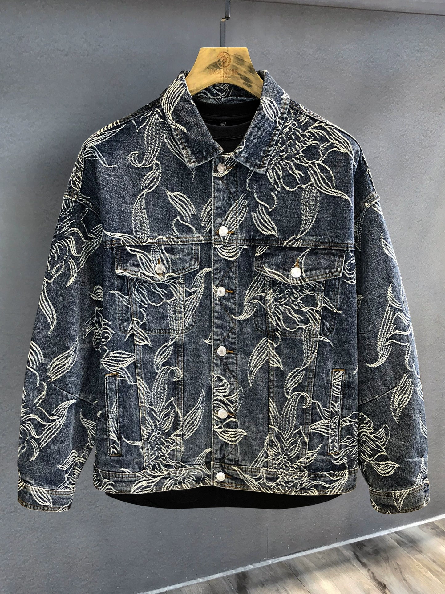 Trendy Niche Full Printed Autumn Loose Flower Embroidery