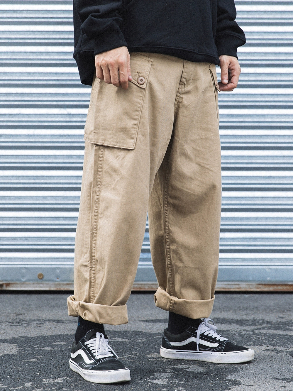 Dyzz Multi-Pocket Khaki Mountain Casual Working Pants