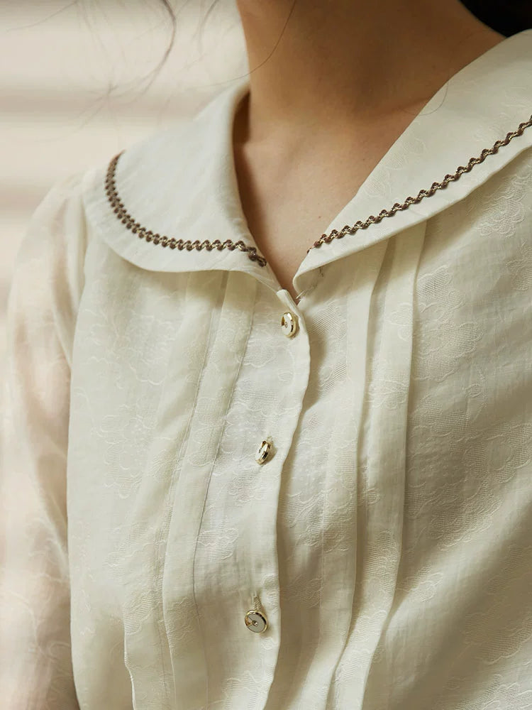 Anne Chen Long Sleeve Shirt Niche Top Bow