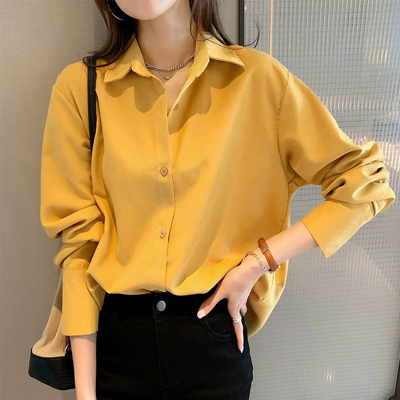 Plus Size Ladies Design Sense Niche Top Loose Long-Sleeved Shirt