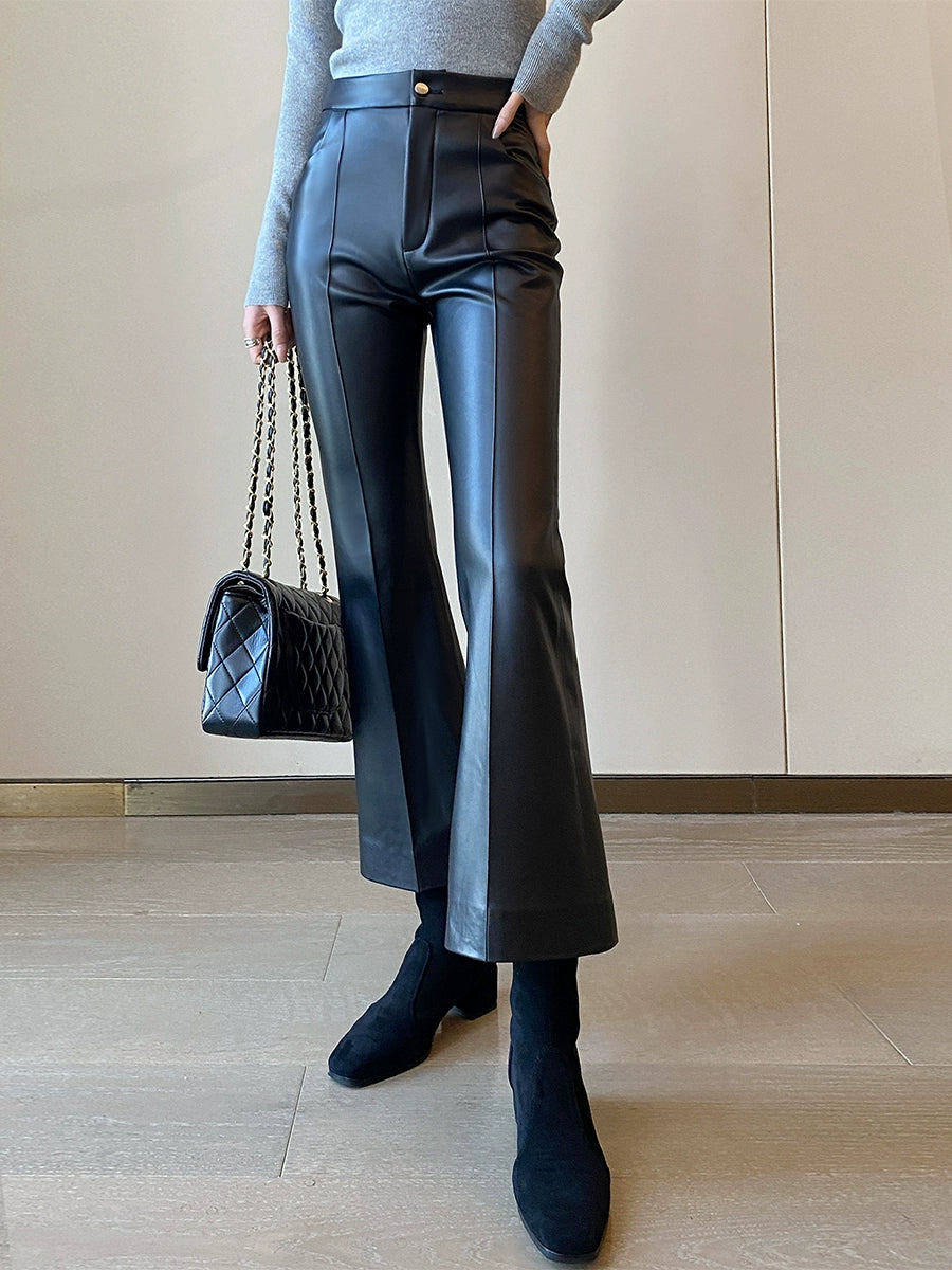 High Waist Fall Slim Fit All-Match Cropped Pants Slightly Flared