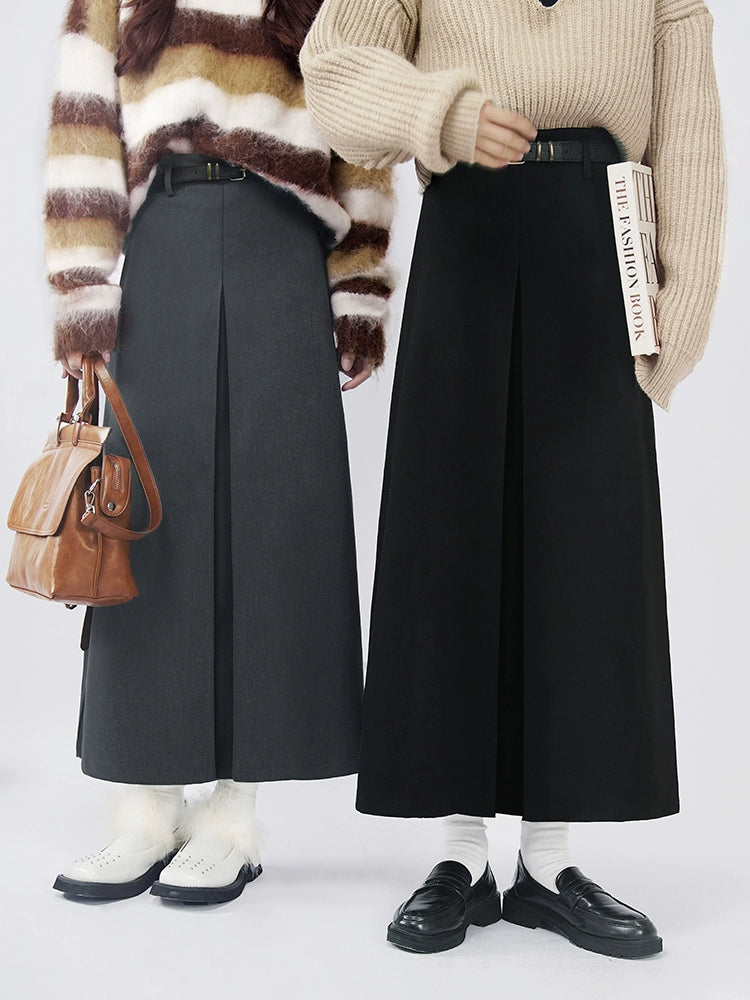 Hanada Window Woolen Suit Skirt Women's Autumn and Winter 2022 New Design Sense Split High Waist Straight Midi Skirt