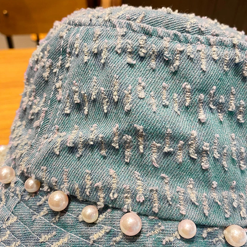 Pearl European and American Washed Distressed Women's Casual Fisherman Hat
