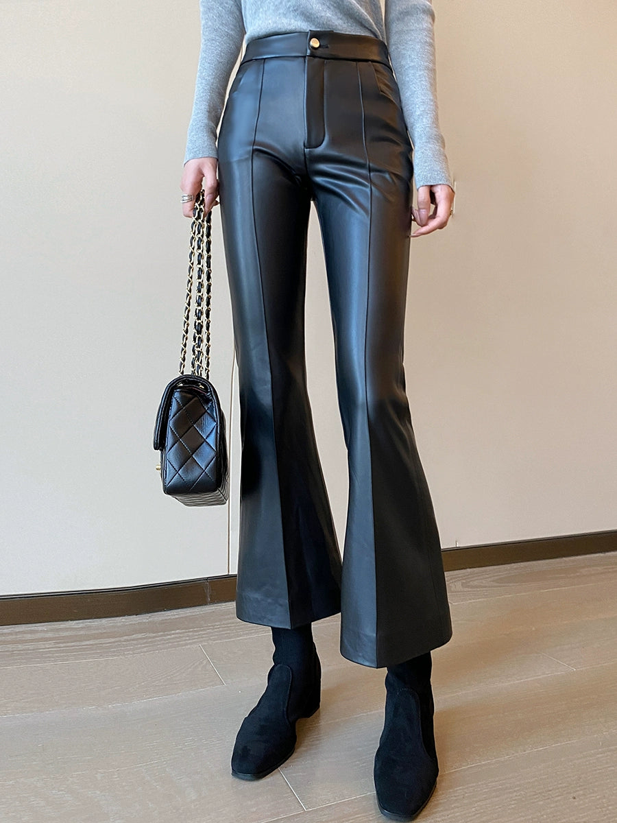 High Waist Fall Slim Fit All-Match Cropped Pants Slightly Flared