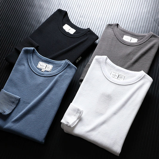 Recommended Casual Long Sleeve T-shirt Cotton Waffle