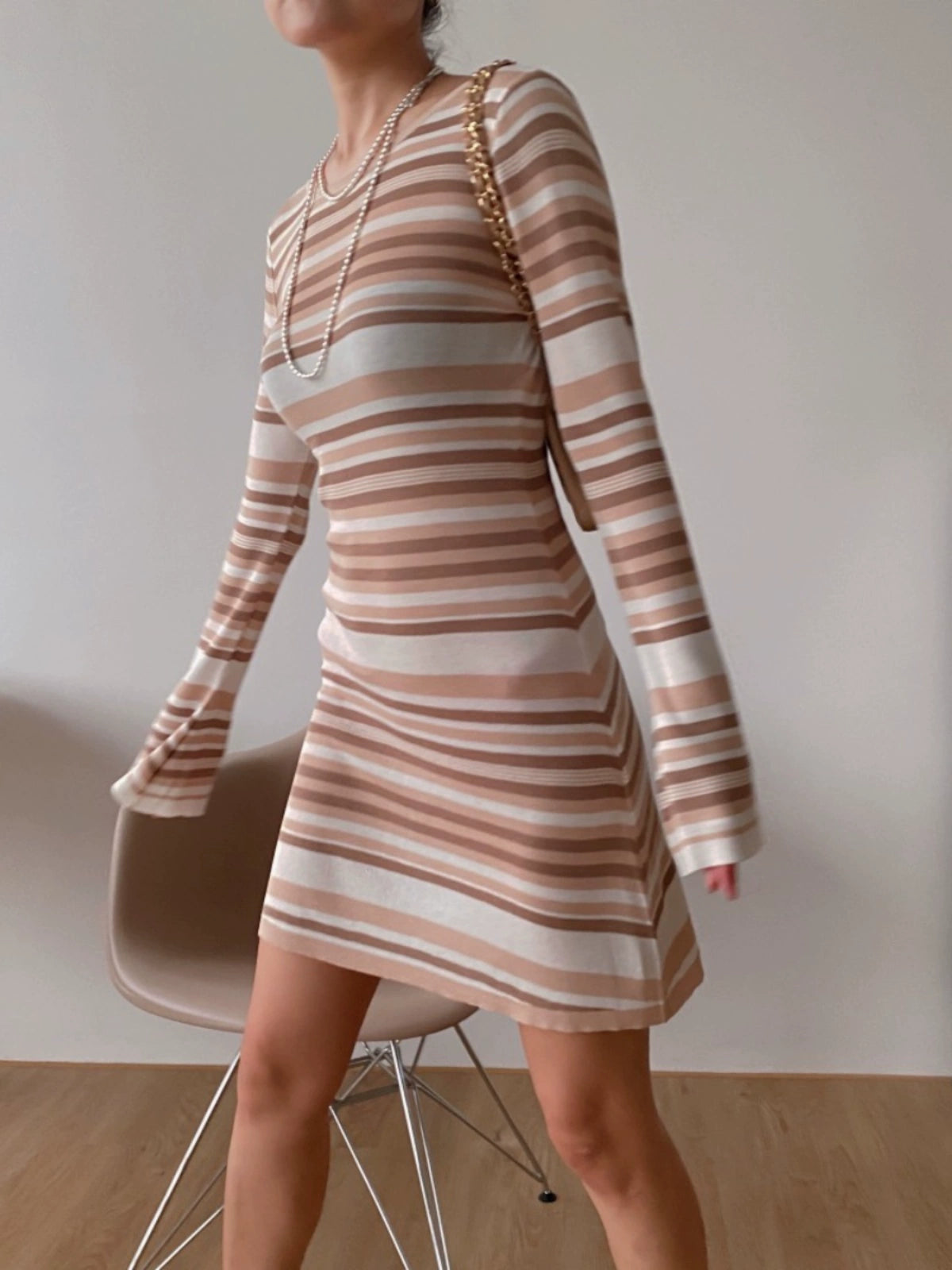 Midea LLD Retro Trumpet Sleeve Scheming Dress