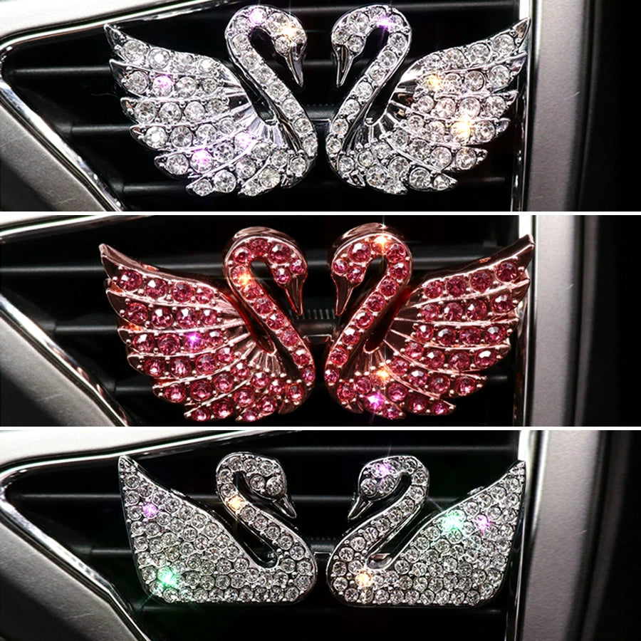 Suitable for Mercedes-Benz BMW Audi Car Diamond Air Outlet Swan Car-Mounted Air Conditioning Decoration Perfume Clip Car Decorations Female