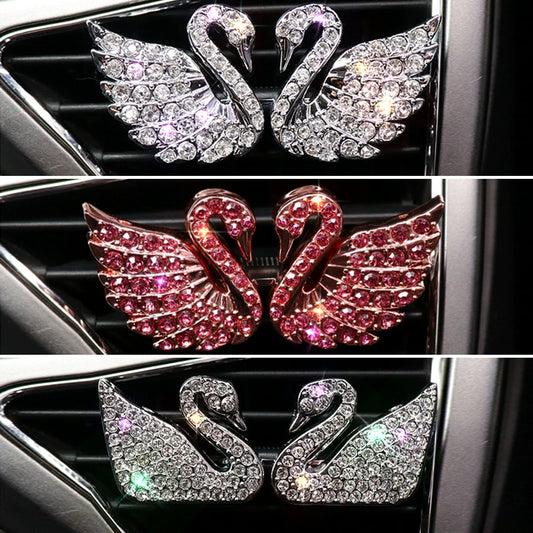 Suitable for Mercedes-Benz BMW Audi Car Diamond Air Outlet Swan Car-Mounted Air Conditioning Decoration Perfume Clip Car Decorations Female
