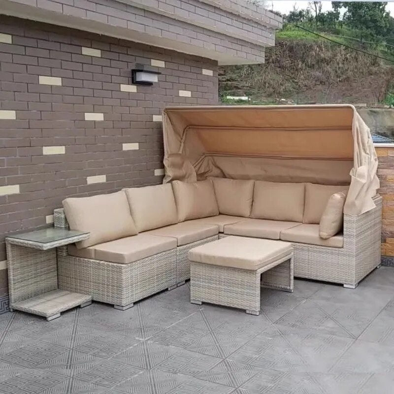 5pcs Wicker Sofa set rattan Sectional Daybed Outdoor Rattan Furniture couch Sets for swmingpool