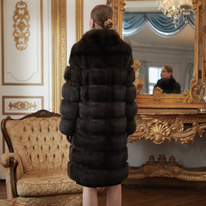 Women's Fur Coat 2223 Trend Natural Long The Sable Mink Fur Outerwear Jackets Trench Coats New in Outdoor Clothes Clothing