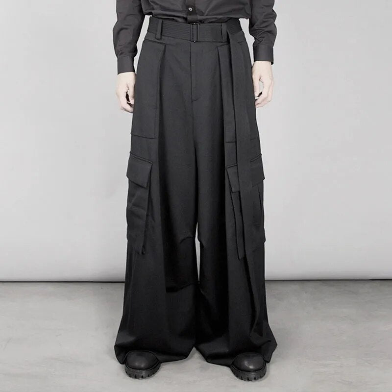High-waisted trousers, super long A-shaped flared pants, wide-leg pants, original designer brand new men's clothing