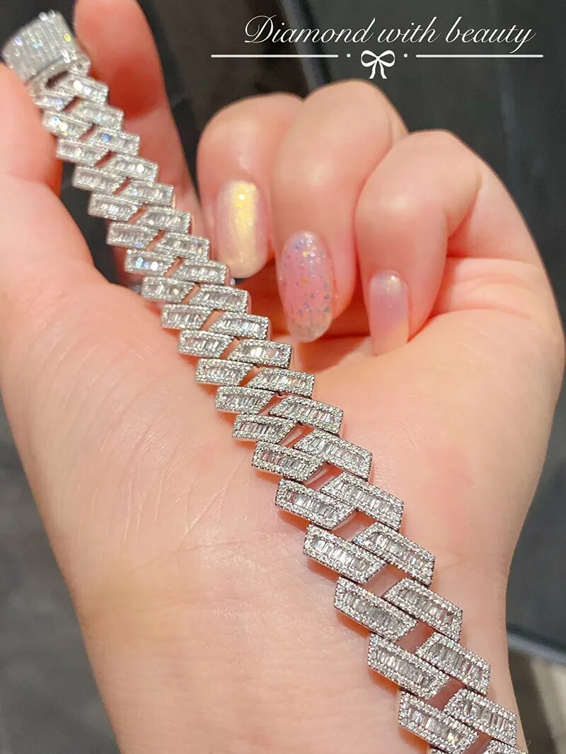 LUOWEND 100% 18K White Gold Bracelet Luxury Design 6.3carat Real Natural Diamond Bracelet for Women Wedding High Jewelry