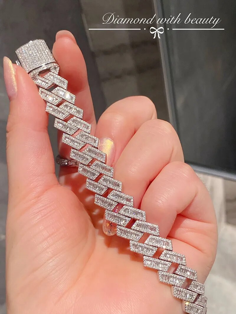 LUOWEND 100% 18K White Gold Bracelet Luxury Design 6.3carat Real Natural Diamond Bracelet for Women Wedding High Jewelry