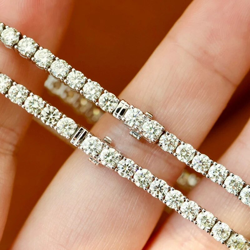 Aazuo 18K Jewelry White Gold Natural Diamonds 7.0ct Classic Tennis Bracelet For Woman Upscale Trendy Wedding Engagement Party