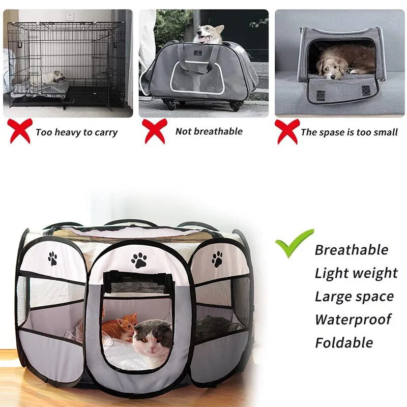 Portable Folding Kennels Fences Pet Tent Houses For Large Small Dogs Foldable Outdoor Playpen Puppy Cats Pet Cage Delivery Room