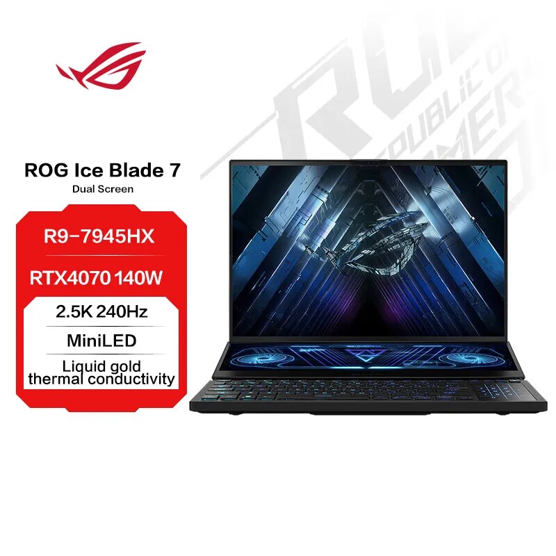 Asus ROG Zephyrus Double screen GX650 E-sport R9-7945HX RTX4070/4080/4090 2.5K 240Hz MiniLED 16Inch  Computer Gaming Laptop
