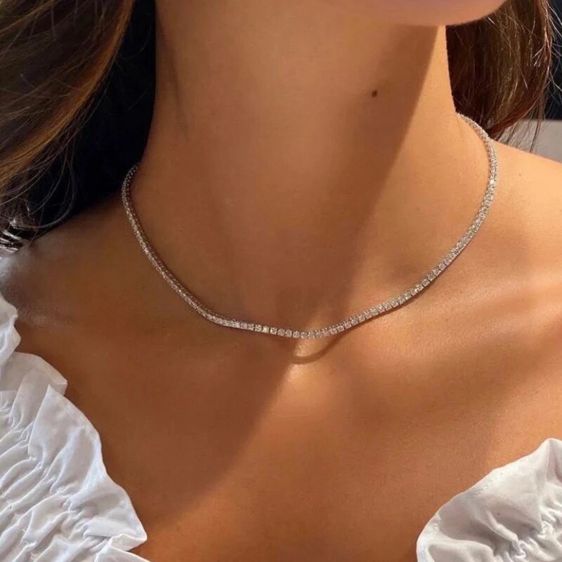 Aazuo Fine jewerly 18K Gold Real Diamonds 8.85ct F VS Luxury Classic Tennis Necklace Gife For Woman Senior Party Charm Jewelry
