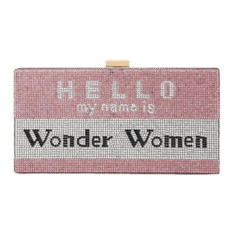 ROENICK Rhinestone Letter Small Square Evening Bags Retro Diamonds Dinner Party Party Day Clutch Luxury Designer Handbags Purses