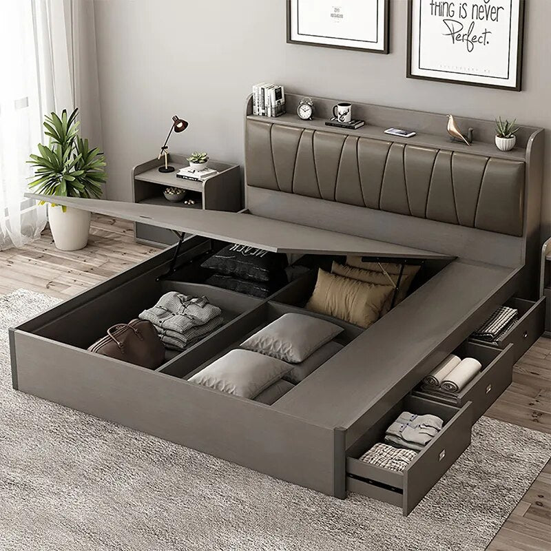 RAMA DYMASTY genuine leather soft bed modern design bed bett, cama fashion king/queen size bedroom furniture