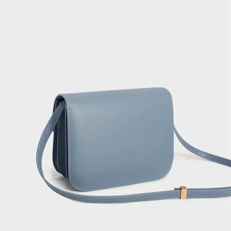 Factory Genuine Leather Ladies Tofu Bag Luxury Design Handbag Purse Small Shoulder Brand Bags Gray Crossbody Bags for Women 2023