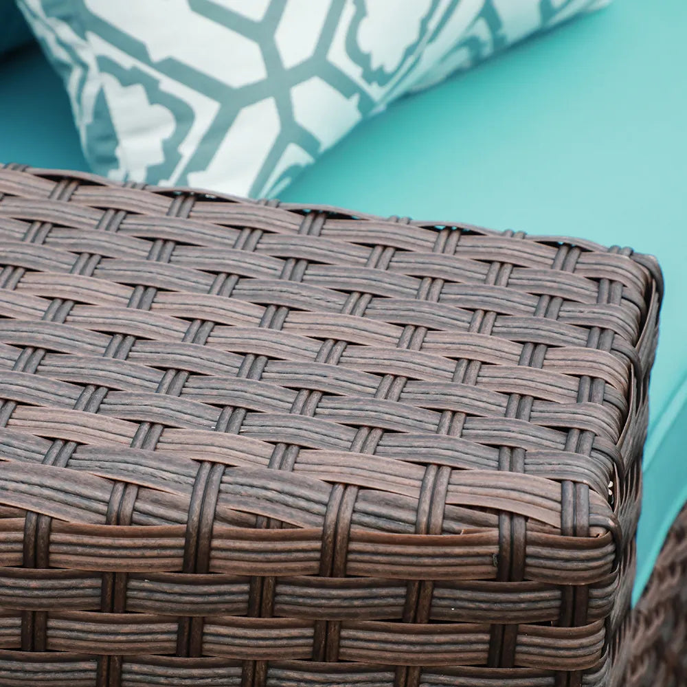 JARDINA 7PCS Outdoor Patio Furniture Half-Moon Brown Rattan Sofa Set with Coffee Table Cushions Pillows