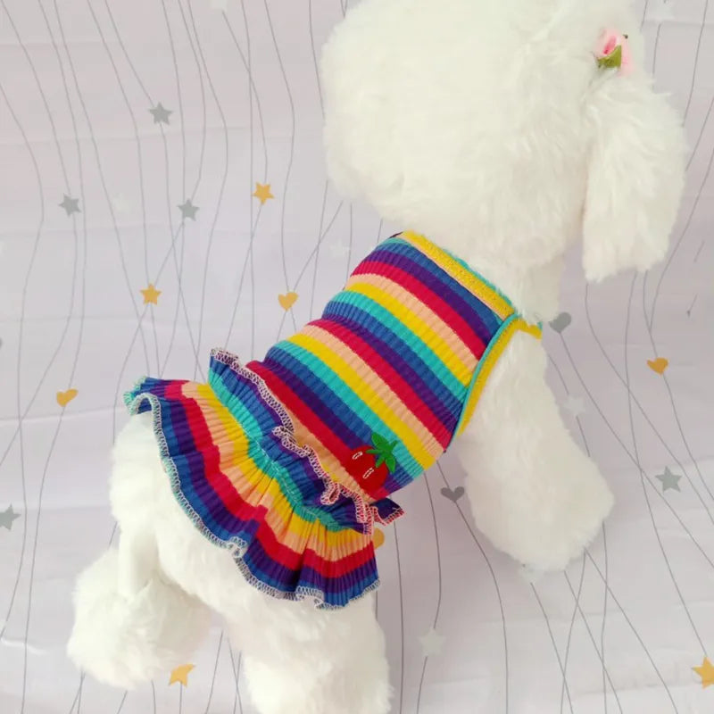 Autumn Winter Pet Dresses Christmas Wool Princess Skirt Harness Traction Cord Small Dog Coat Holiday Clothes Yorkie Poodle Puppy - KAISERINC