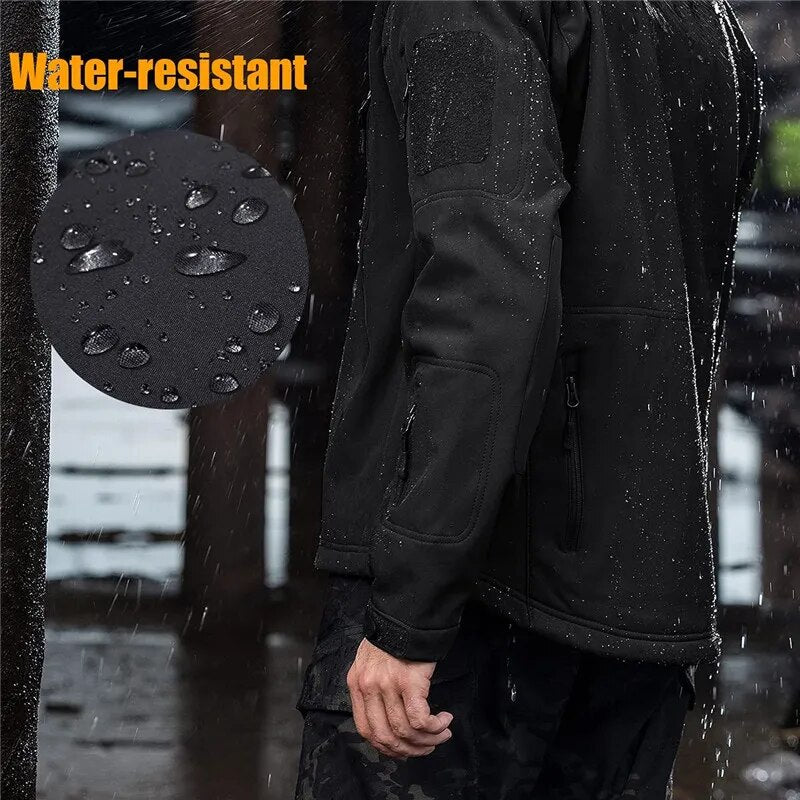 2022 New Autumn Winter Fleece Warm Multiple Pockets Airbus Zipper Hooded Man Coat Jacket Military Outdoor SoftShell Men Jackets - KAISERINC