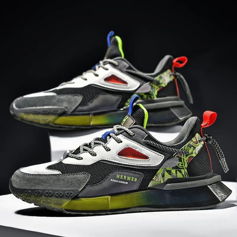 Men's Sneakers Comfortable Casual Shoes Mesh Breathable Sports Non-slip Running Tennis Elastic New Male Shoes Vulcanized Shoes