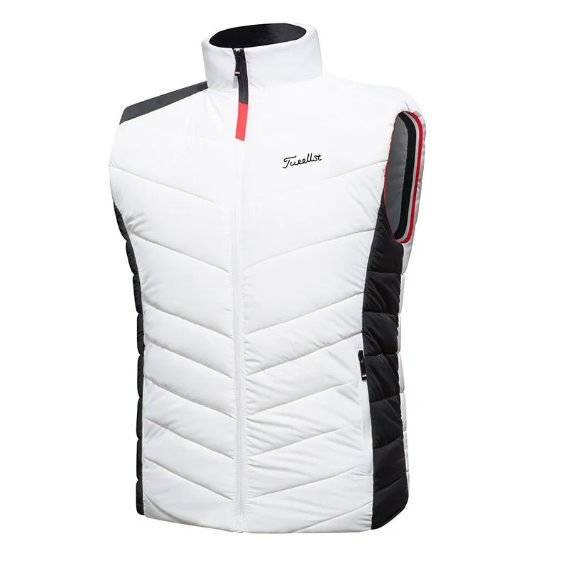 Autumn Winter Golf Jacket Vest for Men Down Cotton Windproof Warm Golf Wear Hooded Waistcoat Men's Fashion Loose Jacket Coats - KAISERINC