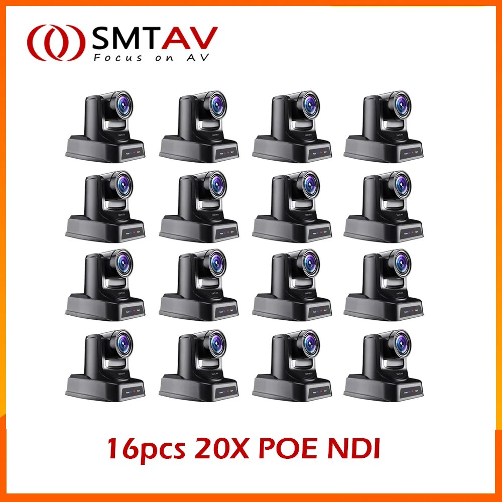 16pcs SMTAV NDI Camera 20x + 16x high-Speed PTZ 3G-SDI+HDMI+IP Streaming Outputs NDI POE Video Conference Camera