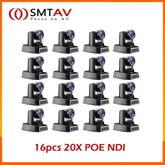 16pcs SMTAV NDI Camera 20x + 16x high-Speed PTZ 3G-SDI+HDMI+IP Streaming Outputs NDI POE Video Conference Camera