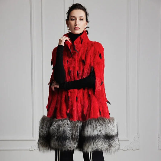 Women's Fur Coat 2223 Trend Natural Fur Long Mink Red Fashion Outerwear Jackets Trench Coats New In Outdoor Clothes Clothing