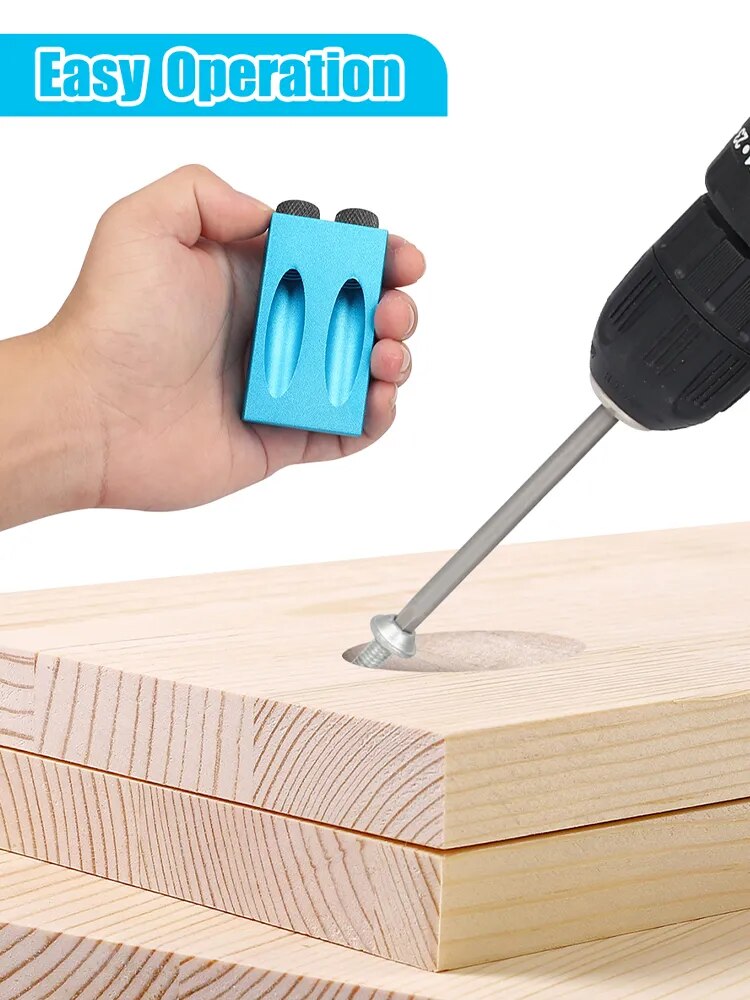 Onnfang 15 Degree Oblique Hole Locator Jig Kit Angle Drill Guide Set Hole Puncher DIY Carpentry Tools Drill Woodworking Tool