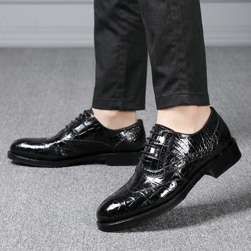 Fashion Men's Business Formal Shoes New Genuine Leather Casual Luxury Sneakers High Quality Trend Lace-up Dress Wedding Shoes