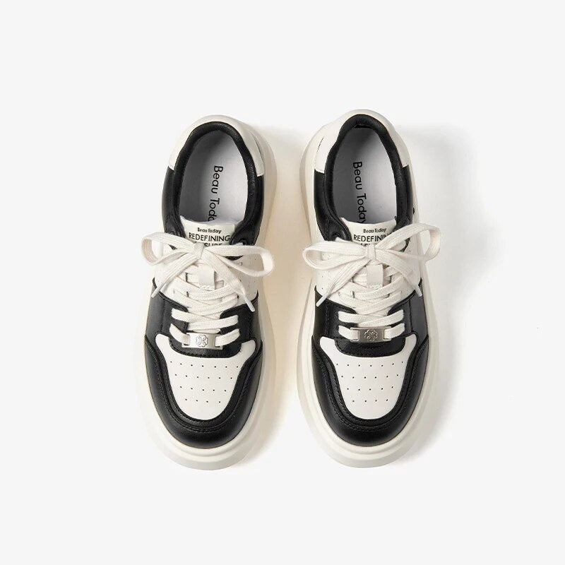 BEAUTODAY Chunky Sneakers Women Vulcanized Shoes Metal Decoration Thick Sole Breathable Spring Ladies Trainers Handmade 29721