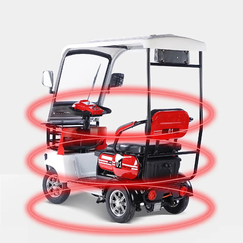 Four Wheeled Electric Car 48V/60V Center Differential Motor Spring Damping Drum Brake Led Dual Light Illumination