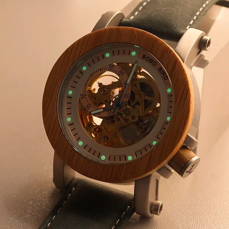 relogio masculino BOBO BIRD Watch Men Automatic Mechanical Watches Wood Vintage Big Size Men's Gift Wristwatch reloj hombre