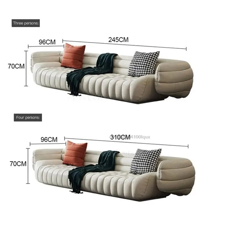 Modern Minimalism Leather Sofa Couch Living Room Furniture Color Yellow Light Grey