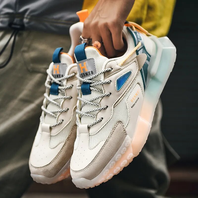 Men's Sneakers Comfortable Casual Shoes Mesh Breathable Sports Non-slip Running Tennis Elastic New Male Shoes Vulcanized Shoes