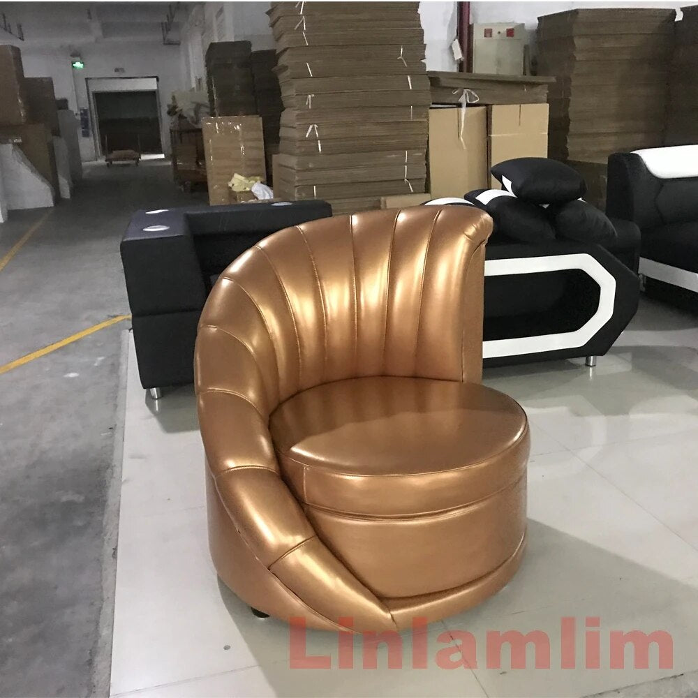 MANBAS Modern Italia Design Genuine Leather Living Room Chair Nordic Leisure Armchair ø90 X 96 Cm In Round and Stylish Furniture