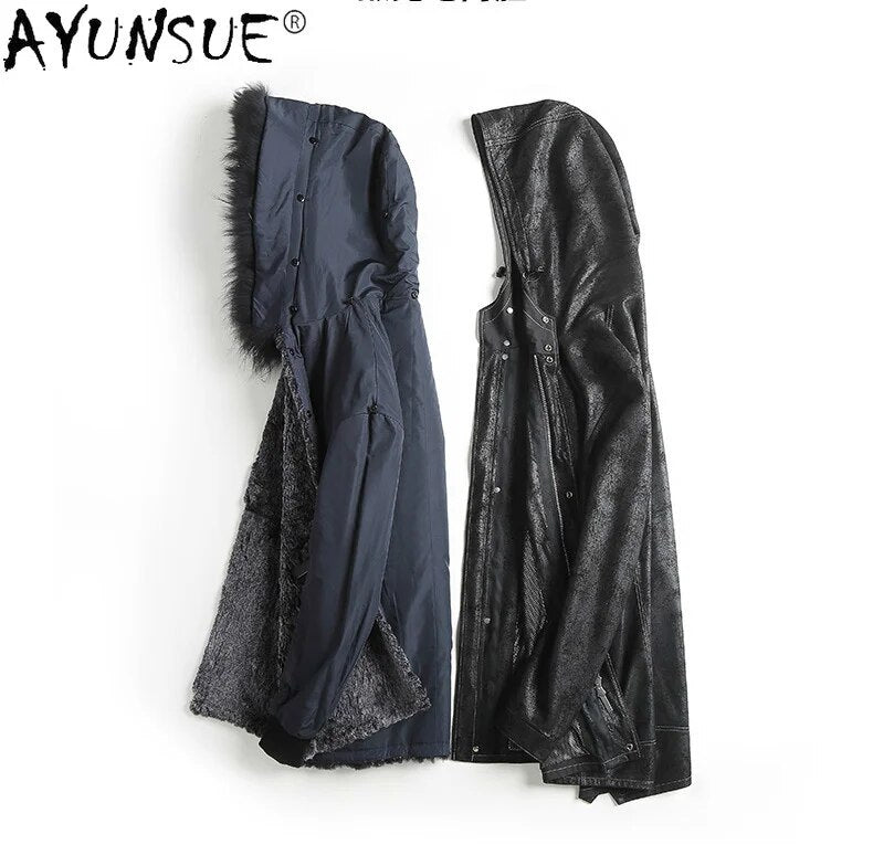 Men Jacket Winter Men's Clothing 5XL sheepskin genuine leather Real Rex Rabbit Fur Coat Male Hooded Parkas Ropa LXR490