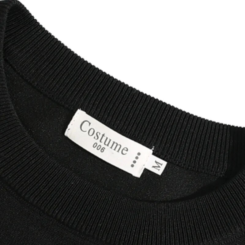 Spliced Knit 2pcs Set Summer American Breathable Ice silk Grunge Cool sports tracksuits unisex joggers T-shirt Shorts