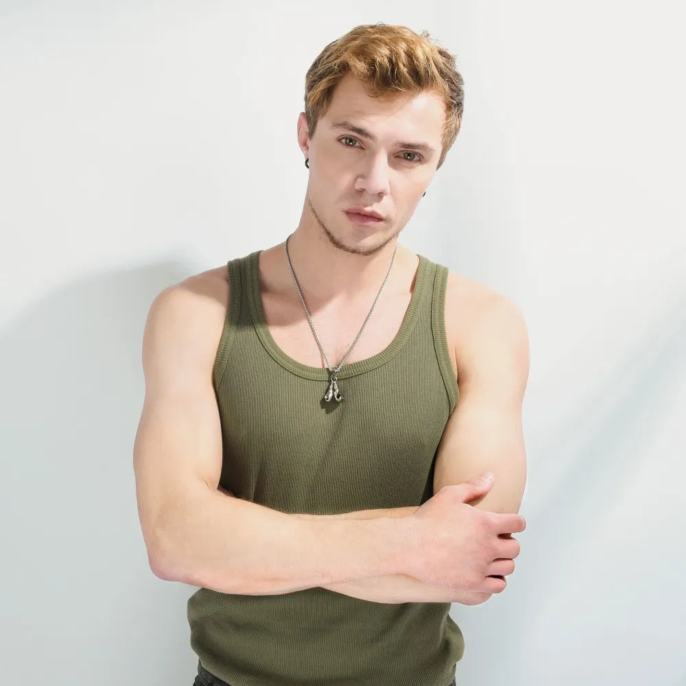 U7  Boxing Necklace for Man 24" Wheat Link Chain Gloves Stainless Steel Sport GYM Fitness Fighting Pendant Sporty Punk Jewelry