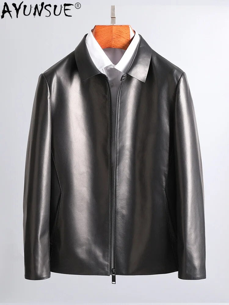 Men Jacket Sheepskin Genuine Leather Jackets Men's Clothes 5XL Casual Mens Clothing Luxury Coat Male Hommes Veste LXR477